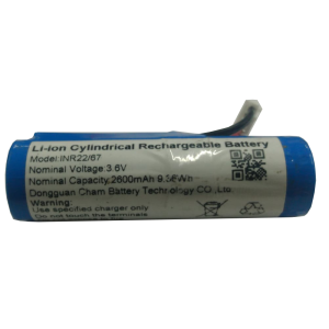 Bateria INR22/67 3,6V 2600mah 65 x 18 mm 5 Fios
